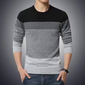 Casual  O-Neck Striped Slim Fit  Pullover Men's Sweater