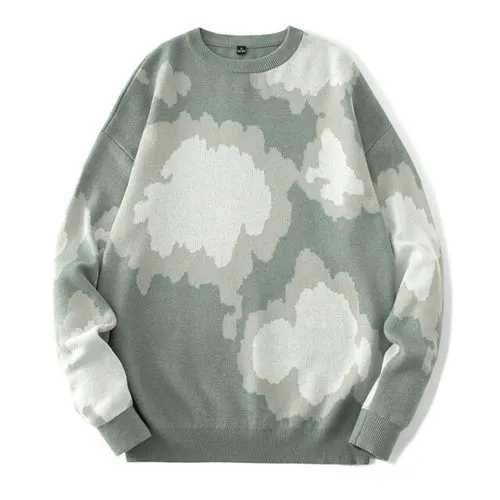 Casual Sweater Cartoon Cloud Pattern Long Sleeve