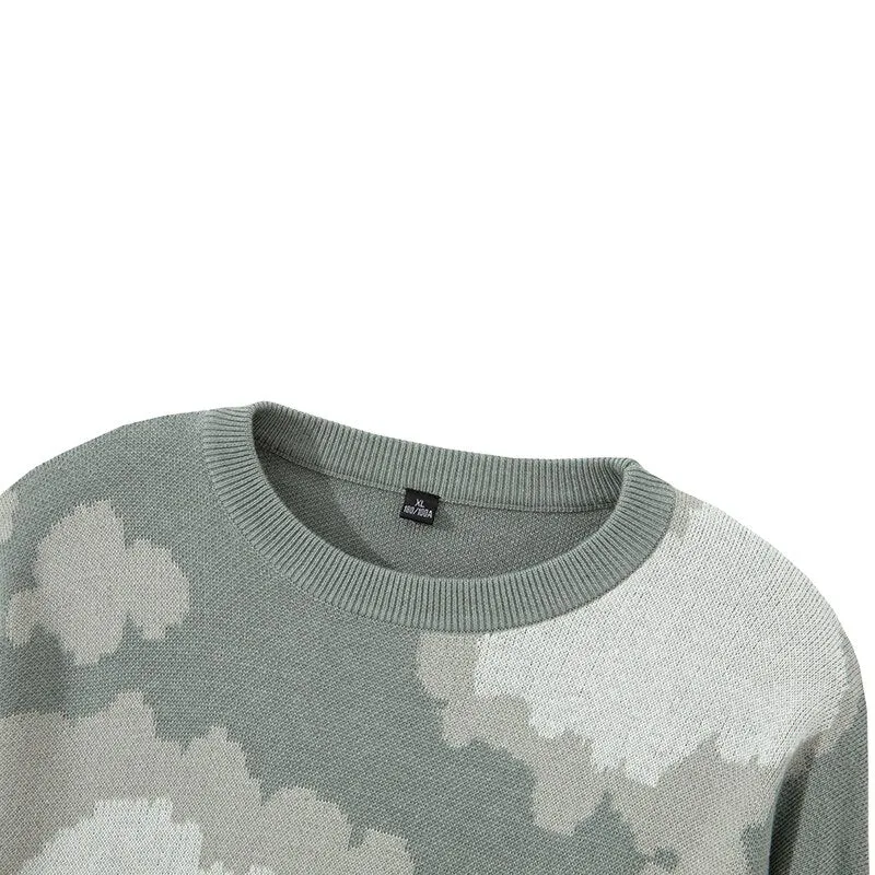 Casual Sweater Cartoon Cloud Pattern Long Sleeve