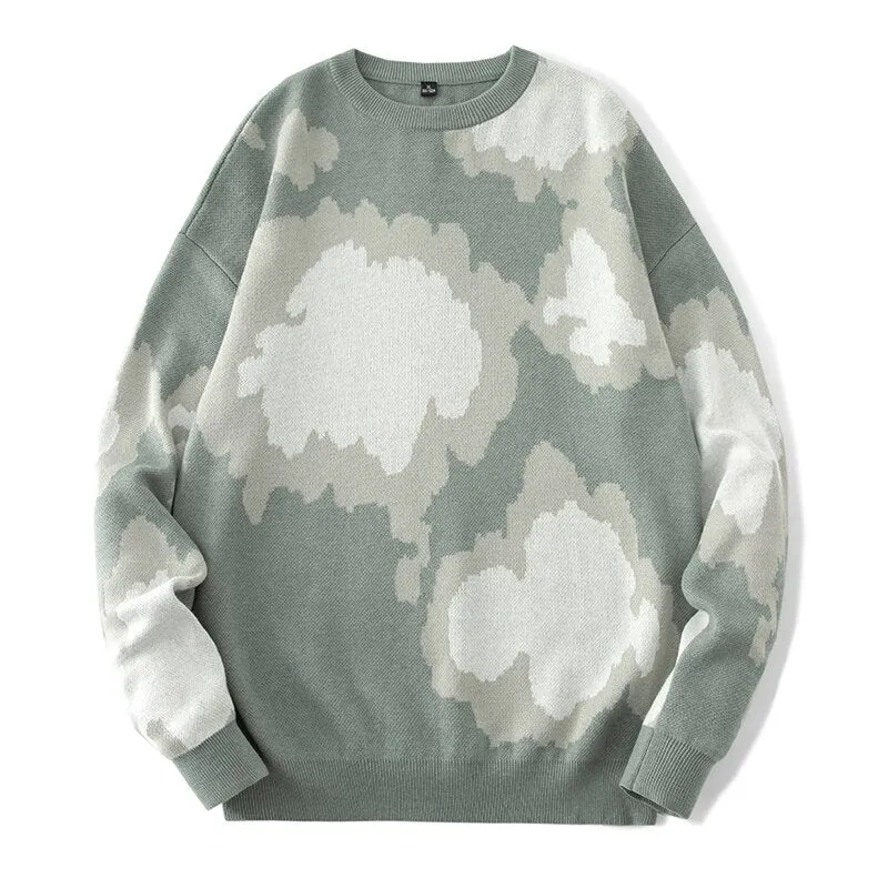 Casual Sweater Cartoon Cloud Pattern Long Sleeve
