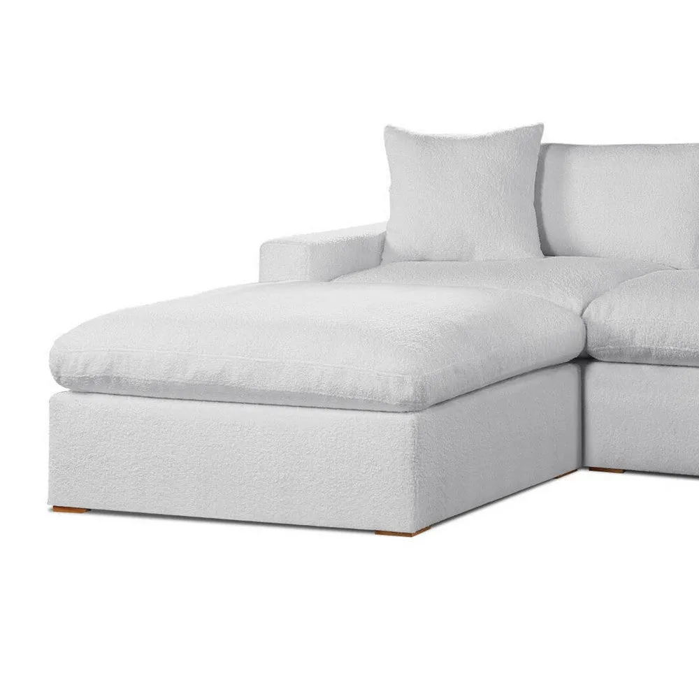 Dexy 119 Inch 4pc Modular L Sectional Sofa, Pillows Light Gray Teddy Fabric By Casagear Home