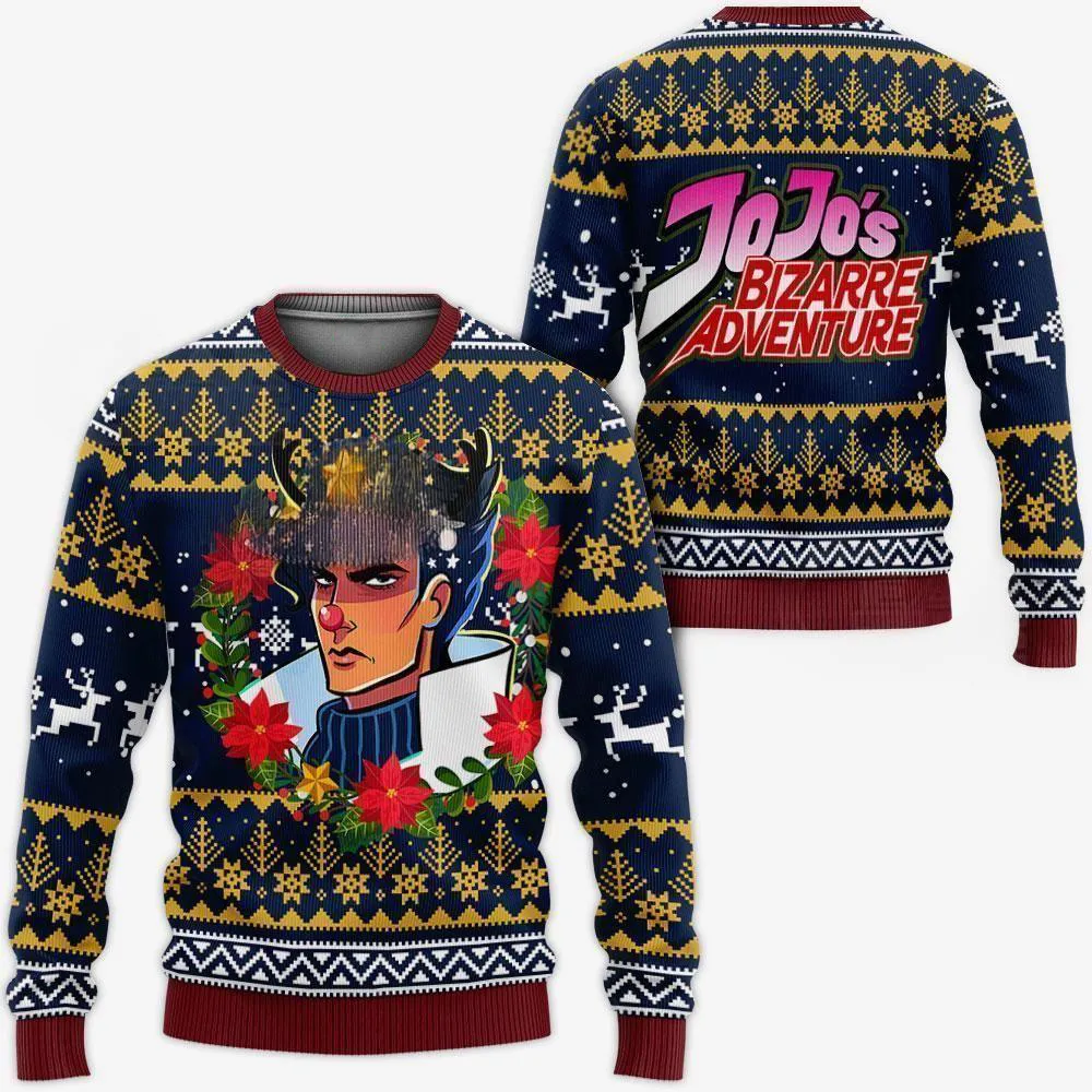 Giftngon - Jotaro Kujo Ugly Christmas Sweater JoJo's Anime Xmas Hoodie For Kids