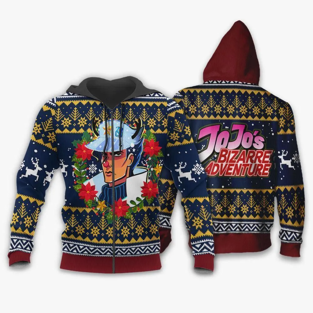 Giftngon - Jotaro Kujo Ugly Christmas Sweater JoJo's Anime Xmas Hoodie For Kids