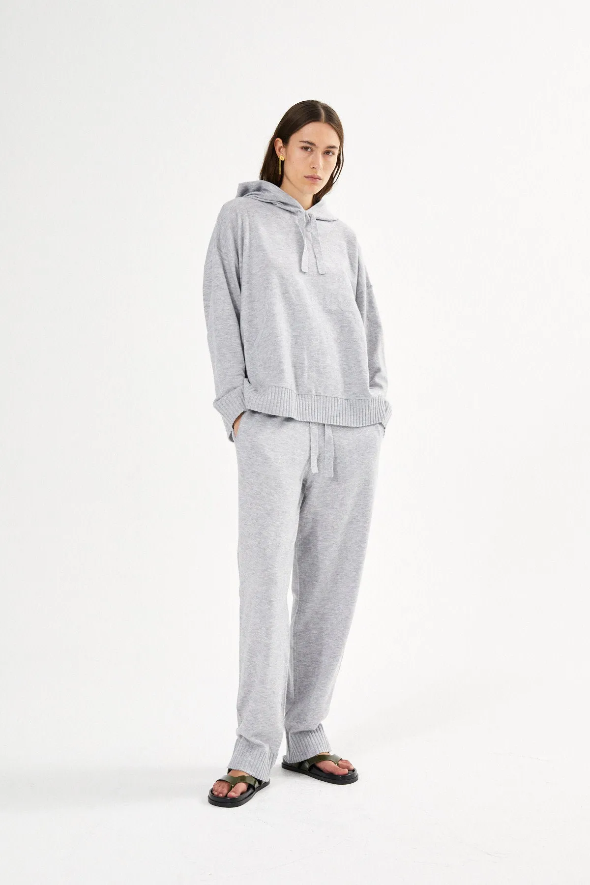 Helena - Knit lounge over size hoodie I Mole melange