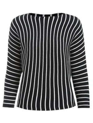 Sleeve Boat Neck Stripe Knitwear