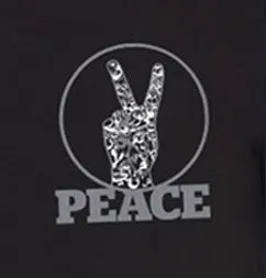 Unisex Zip-Front Peace V Sign Hoodie  - Black