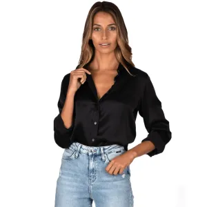 Women Satin Chemise - Black